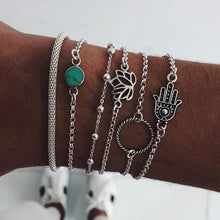Load image into Gallery viewer, 6 pcs/set Love Heart Infinity Symbol Charm Bracelets for Woman Gold Link Chain Bracelets Hollow Feather Black Beads Braclet Girl